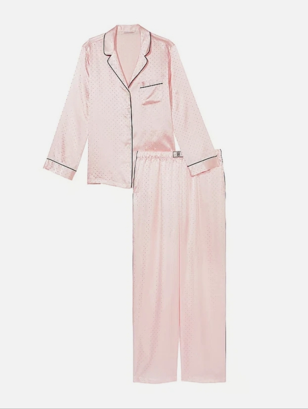 NWOT VICTORIA'S SECRET Dew Drop Satin Long Pajama Set Pink rhinestones. Size XXL - Picture 3 of 16